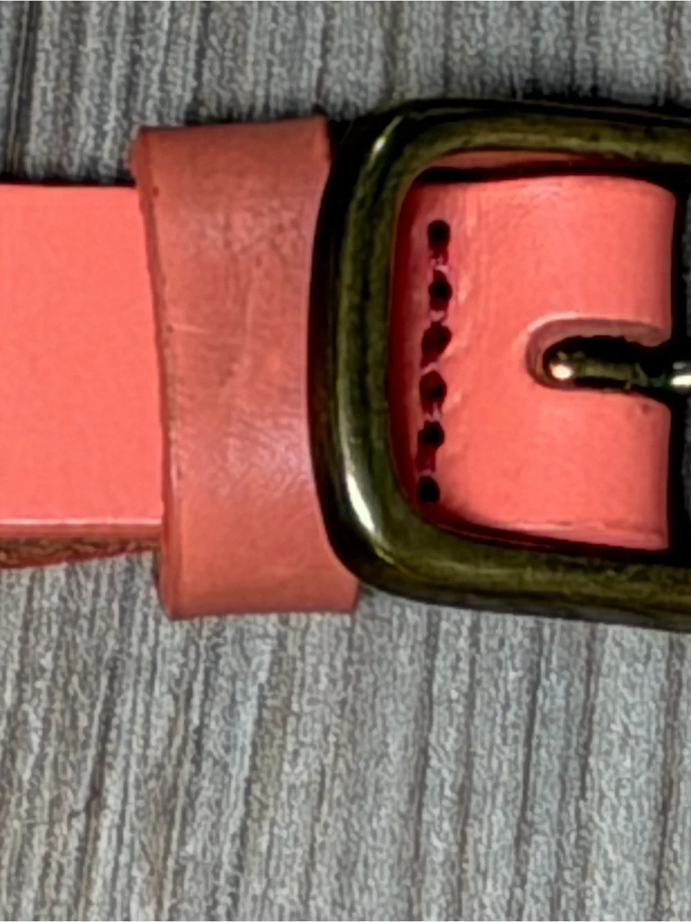 J.Crew Classic Leather Belt Coral Pink Brass Buckle Size Small